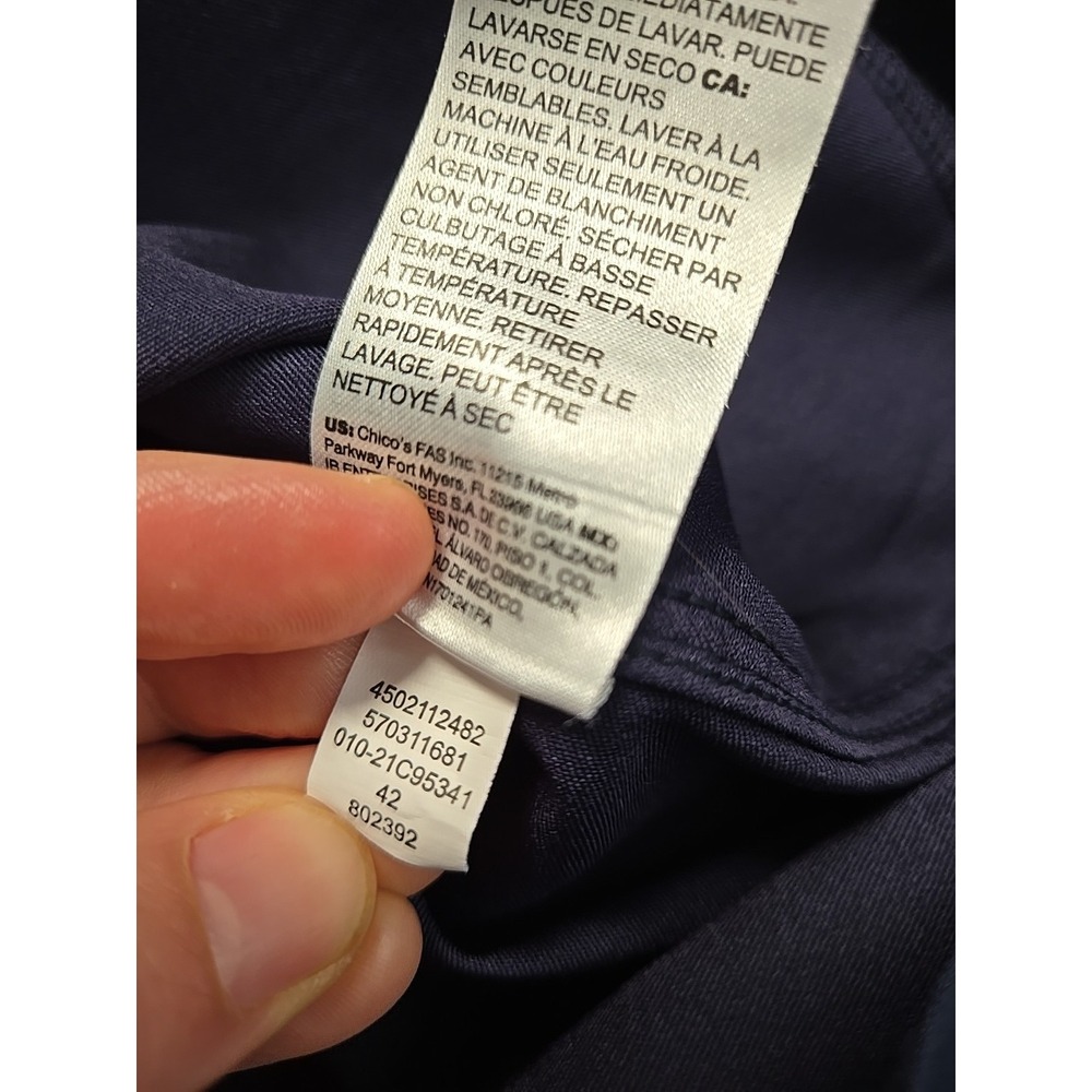 NWT Chico's 2 US 12 Classic Navy No Iron Stretch Maxi Pocket Tunic Office Classi - Picture 13 of 14